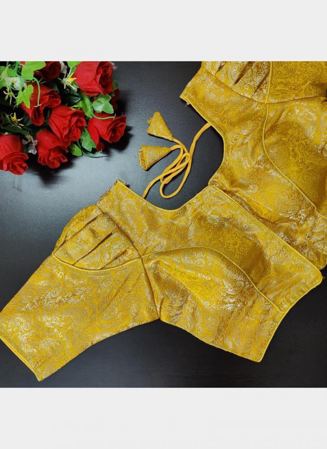 Banarasi Yellow Wedding Wear Zari Work Readymade Blouse